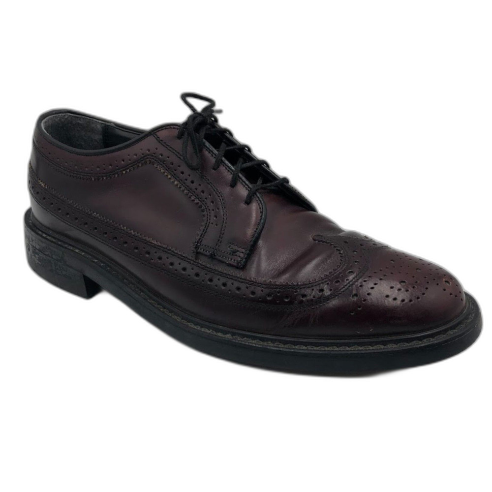 Vintage Thom McAn Men’s Burgundy Leather Wingtip Oxford Dress Shoes Size 9